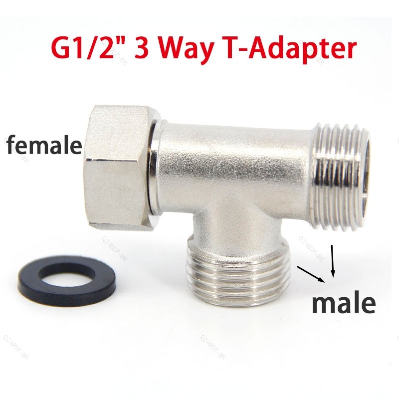 Adaptador T De 3 Vias Divisor Válvula Desviadora De Aço Inoxidável Para Cabeça De Chuveiro Do Banheiro G1/2 " 20mm Torne