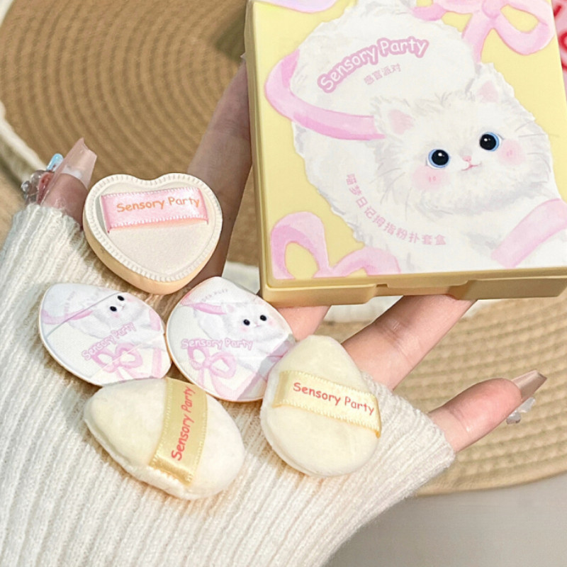 Conjunto De Sopro De Pó Para Festa Sensorial , Gatinho , Fofo , Polegar , Blush , Corretivo , Esponja , Ferramentas De M