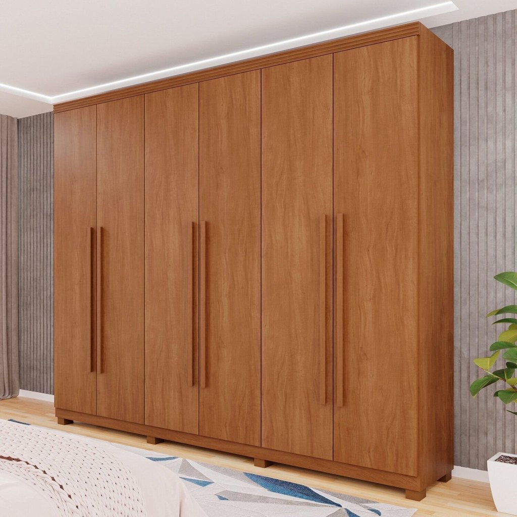 Guarda-Roupa Casal 6 Portas 6 Gavetas com Pés Florianópolis Marrom/Cinamomo Cinamomo