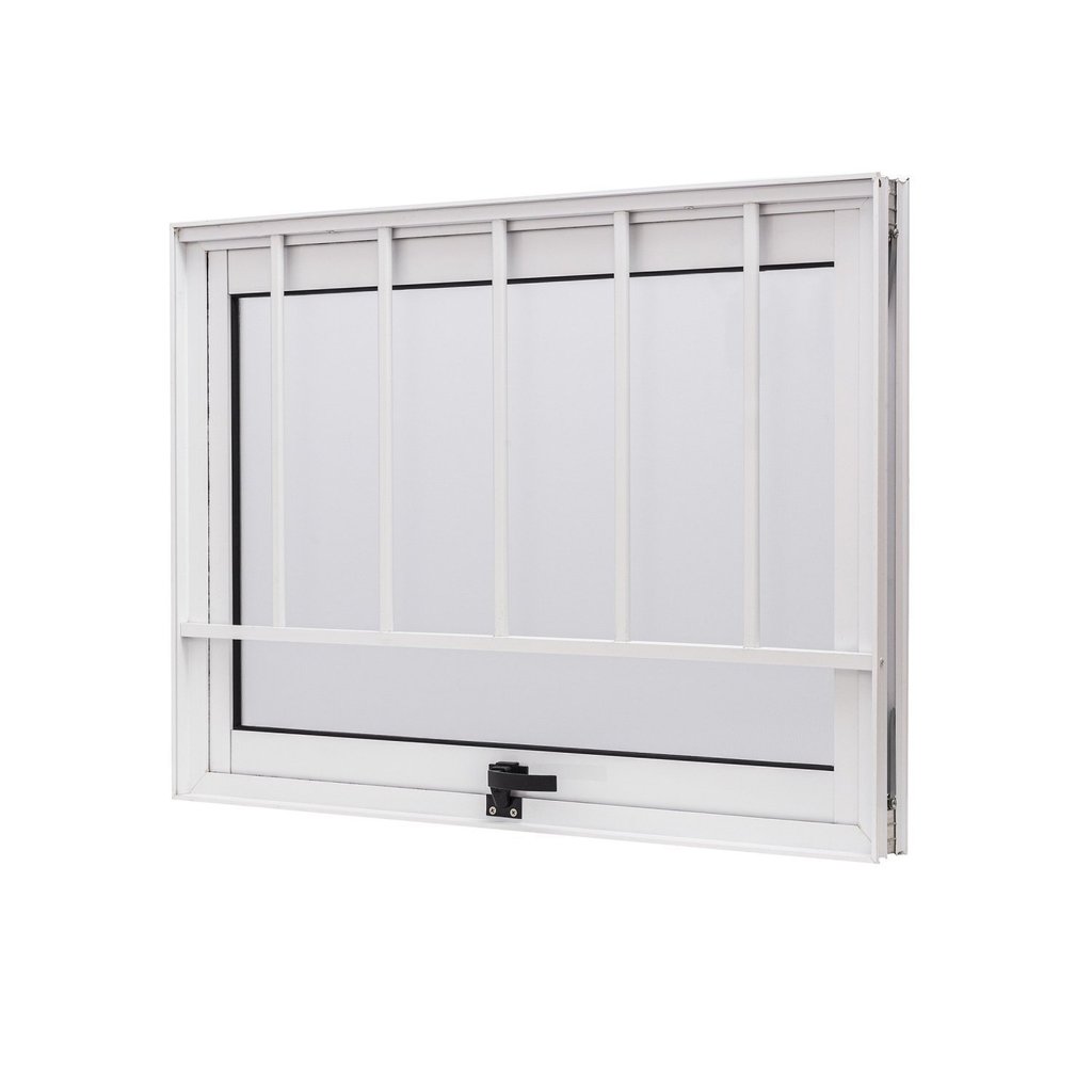 Janela de Aluminio Maxim-ar 50x50cm com Grade e Vidro Boreal Cristal Ramassol 50cm x 50cm