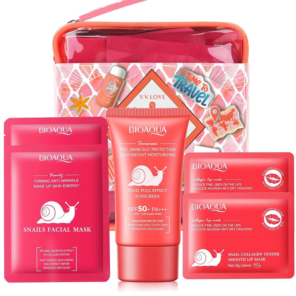 Conjunto de Cuidados com a Pele para Mulheres, 8 Peças, Kit de Spa Completo em Tamanho de Viagem, Presente para Adolesce