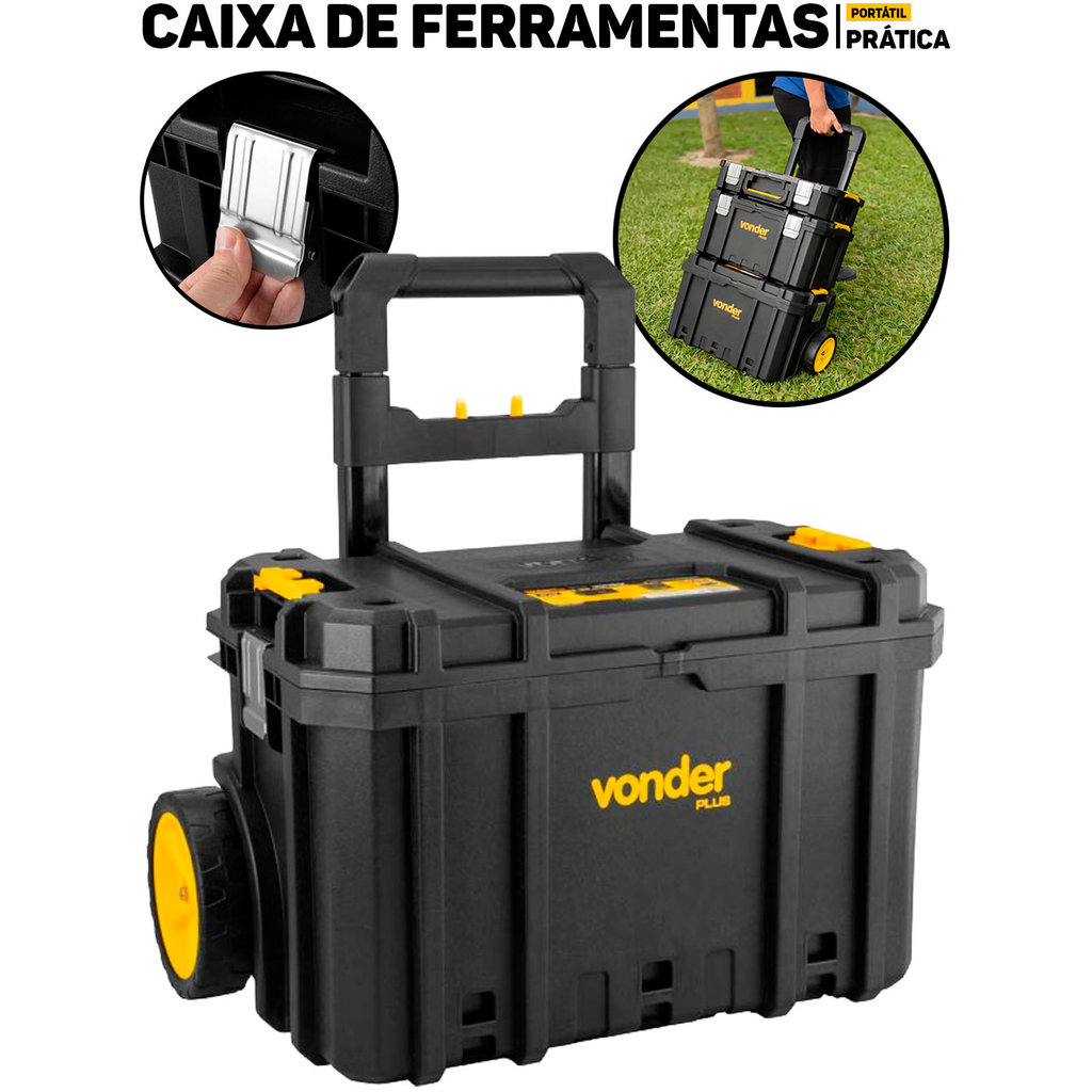 Caixa de Ferramentas C/ Rodas Vonder Plus CRV 700 P/ Oficina Profissional Manutenção