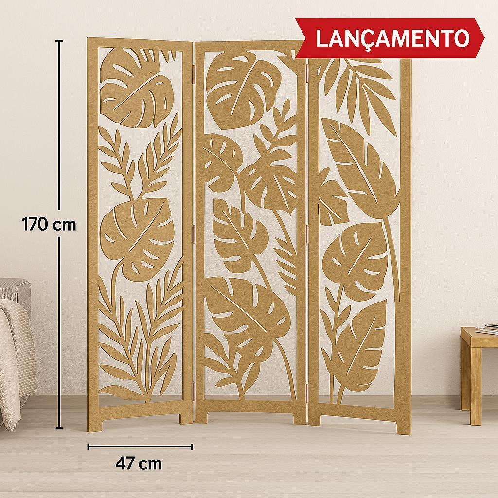 Biombo de MDF Vazado com Folhas Divisória Decorativa Tamanho G Qualidade Premium