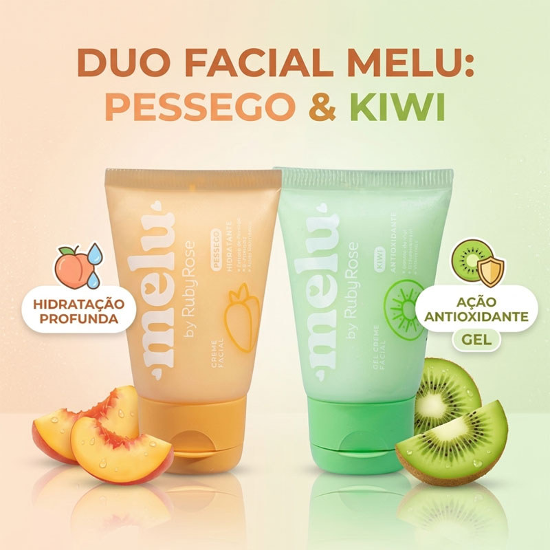 Creme Facial Melu by Ruby Rose -1 Unidade, 2 Unidades ou Kit 1+1 (Kiwi + Pêssego)