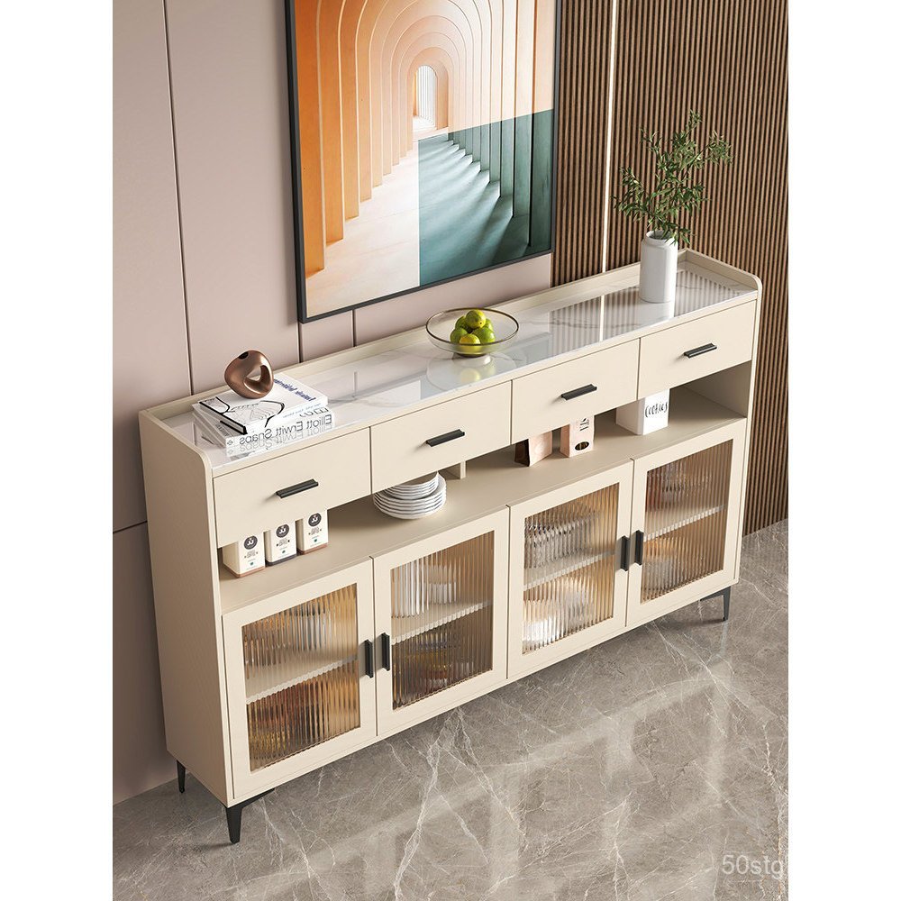 Aparador ultra-fino de 20cm com portas de vidro, armário de armazenamento para cozinha, armário de armazenamento para sa