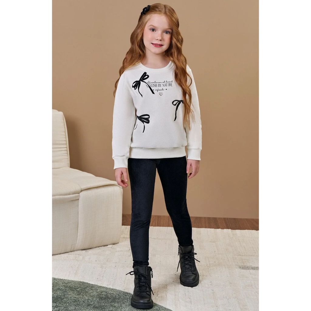 Conjunto Menina Blusão Moletom e Legging Cotelê Infanti