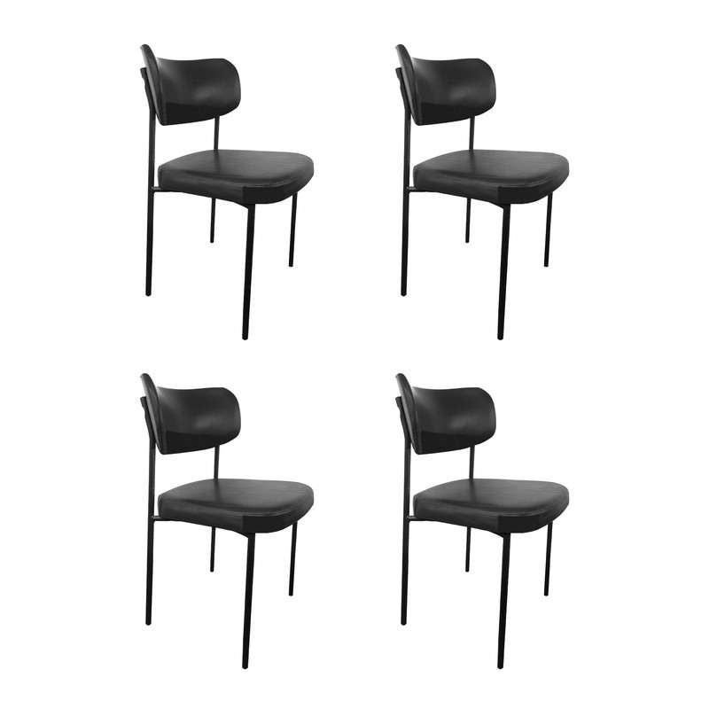 Kit 4 Cadeira de Jantar Mila Estofada Sala Mesa de Jantar Gourmet Linho Grafite