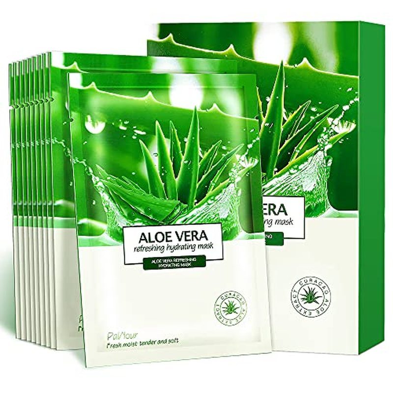 Aloe Facial Skincare Sheet Hydrating Moisturizing Revitalizing Facial Skincare Sheet for Dry, Oily, Sensitive and Tired 