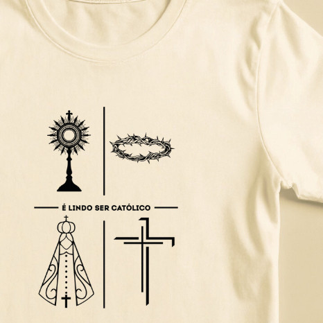 Camiseta Católica Estampada Religiosa É Lindo Ser Católico Adulto e Infantil Unissex Algodão