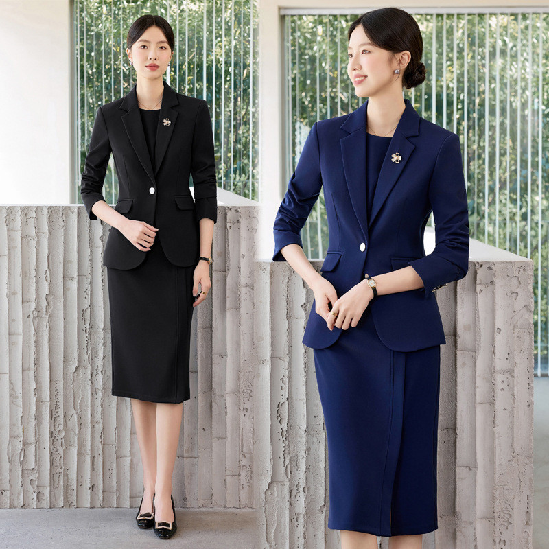 High-end azul marinho terno jaqueta feminina temperamento avançado ol Commuter ocasião Formal vestido high-end terno pro
