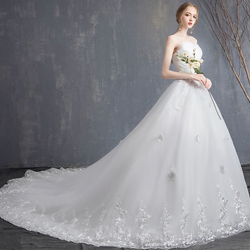 Vestido de noiva com aparência mais fina, Top tubo simples de primavera na altura do chão, vestido de casamento