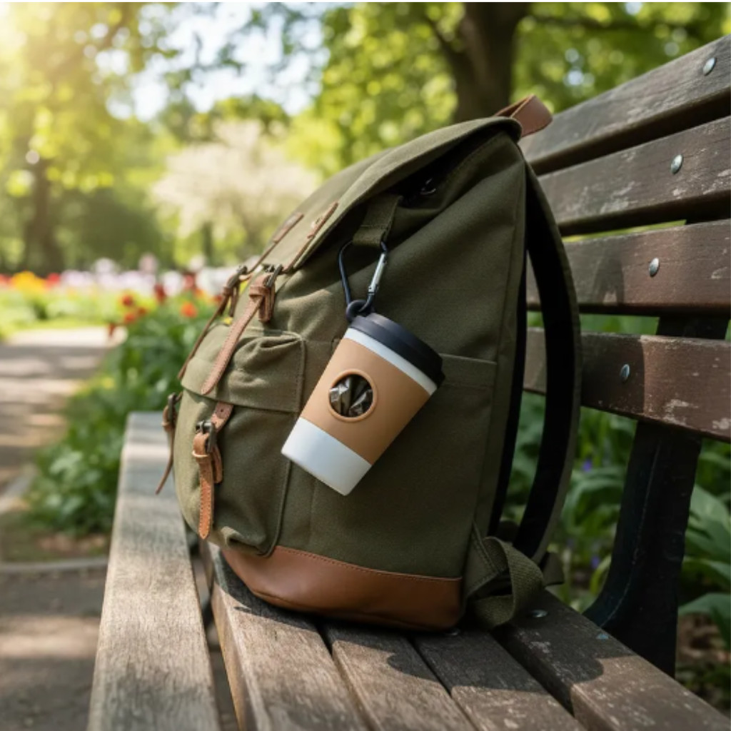 Cata Caca, Dispenser Porta Saquinhos,Copo Café Ideal para Passeios, Prático e Funcional, Passeio Cão