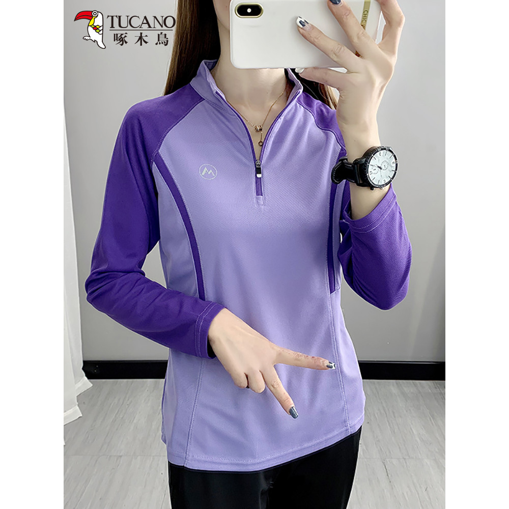 Woodpecker novo estilo leve respirável roupas de secagem rápida senhoras esportes ao ar livre lazer manga comprida camis