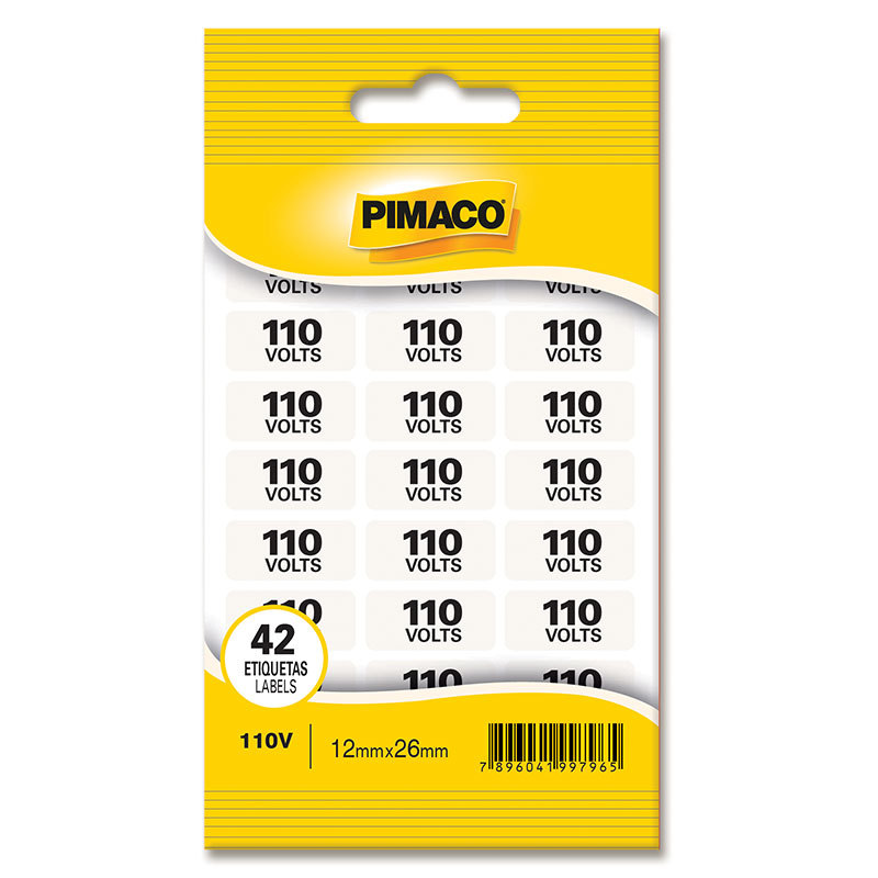 Etiqueta sinalização 110V com 2 folhas Pimaco