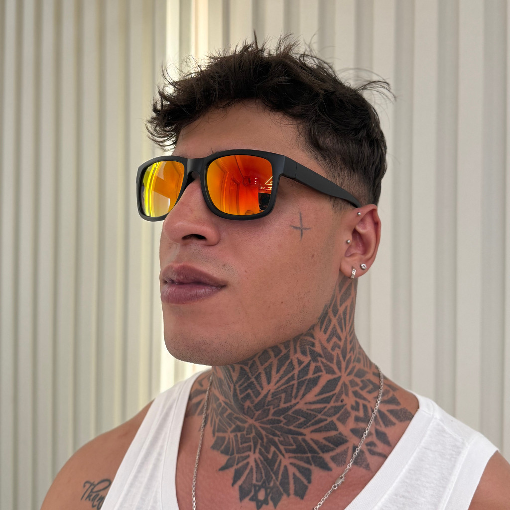 Oculos De Sol Quadrado Casual Unissex Polarizado Premium Armação Preto