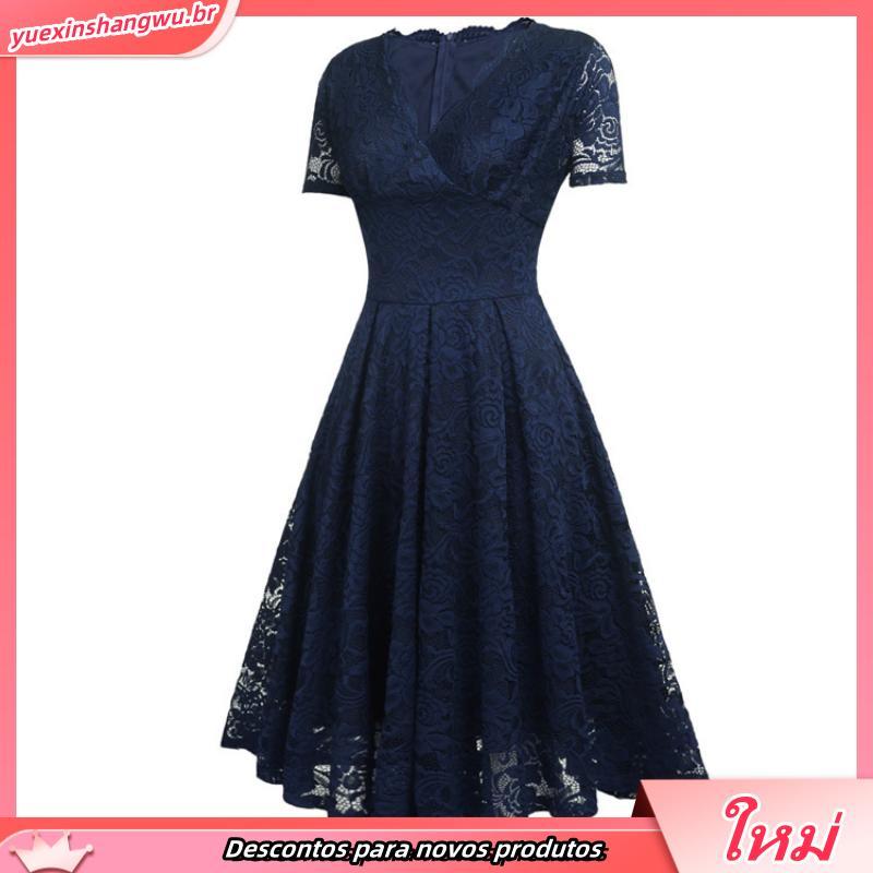 Vestido Feminino de Festa Longo Acinturado Mangas Curta Forrado Luxo e Glamour