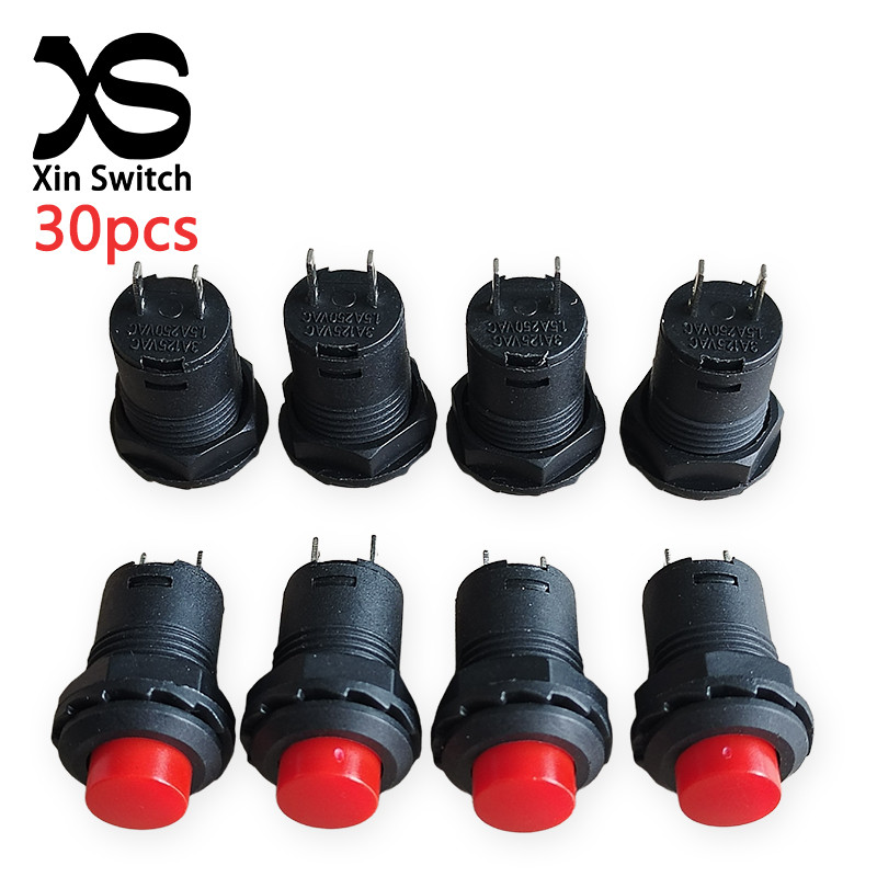 30 Peças DS-428 Vermelho Auto Travamento (Suporte) Interruptor De Botão Liga/Desliga 2 Pinos 12mm Abertura De Furo 1.5A