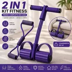 KIT Elástico Extensor Para Exercícios Em 8 + Aparelho Fitness Para Abdominal Ginastica