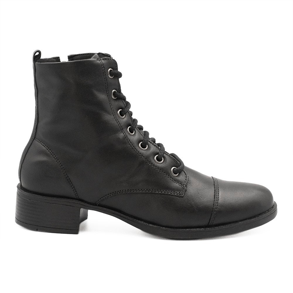 Bota Coturno Zatta Básica Couro Luiza Preto