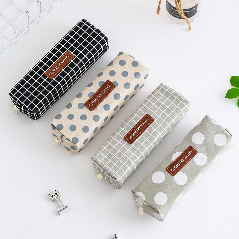 Bolsa de papelaria de camada única com zíper Bolsa de papelaria de tecido simples Estojo de lápis para estudantes WDWI