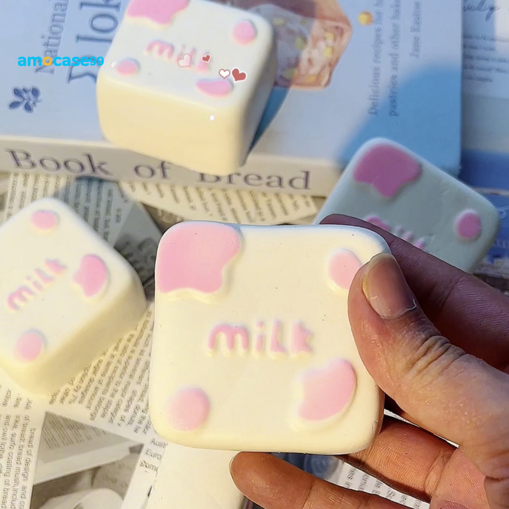 Slow Rebound Stress Ball Squeezy Toy Fake Milk Brick Squeeze Relief Squishy Pudding Fidget Decompression Gadget Soft Pin