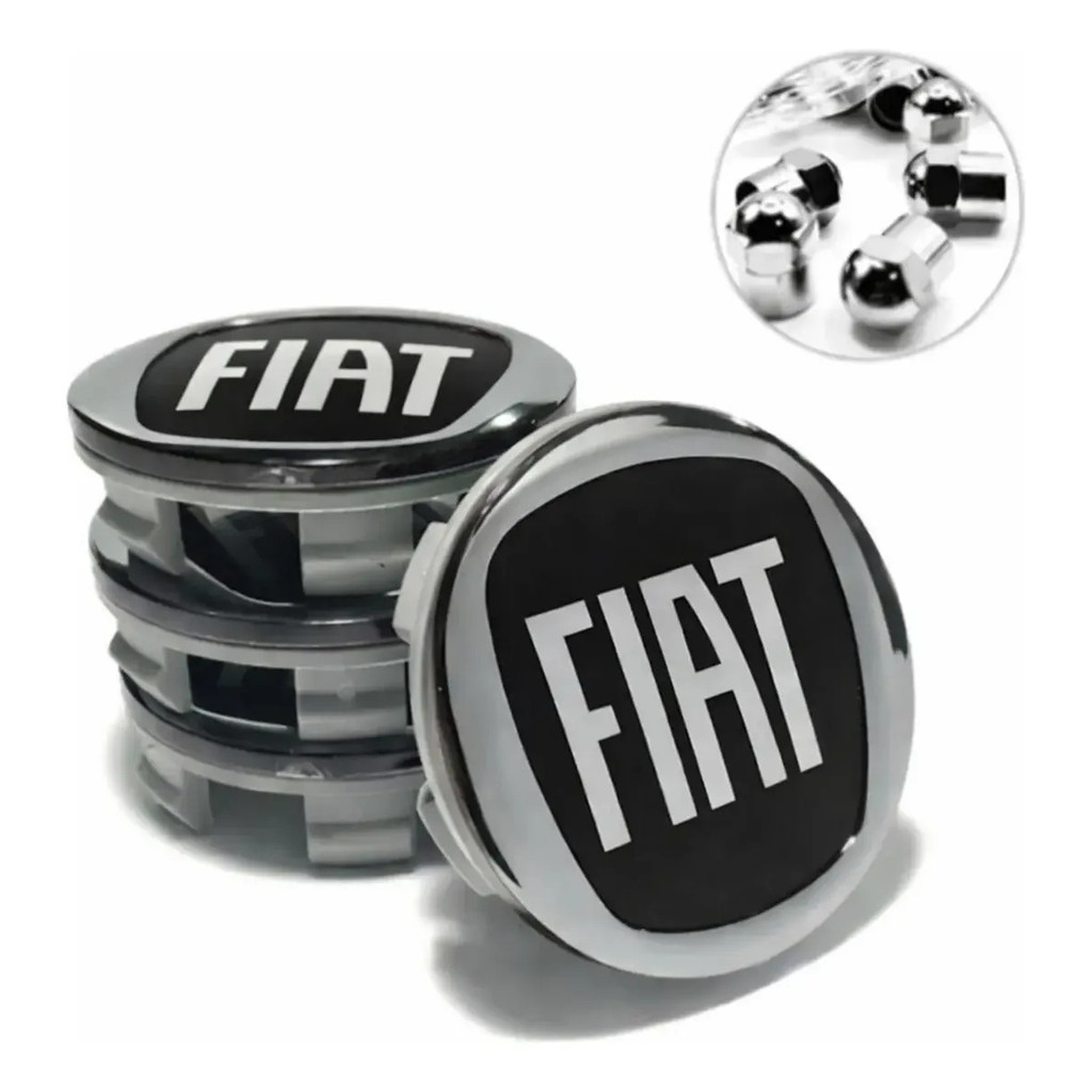 Jogo Calota Centro Meio Roda Fiat Freemont Toro Preta 60mm