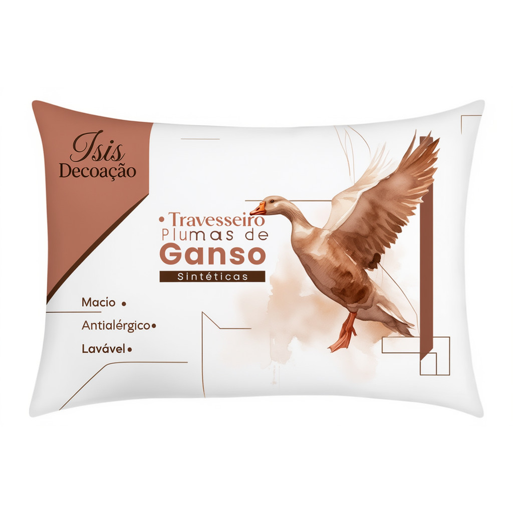 Kits 2 Travesseiros Penas e Plumas De Ganso 70x50 Antialérgico Antiácaro Preço Baixo Macio Imperdivel Isis Decoração