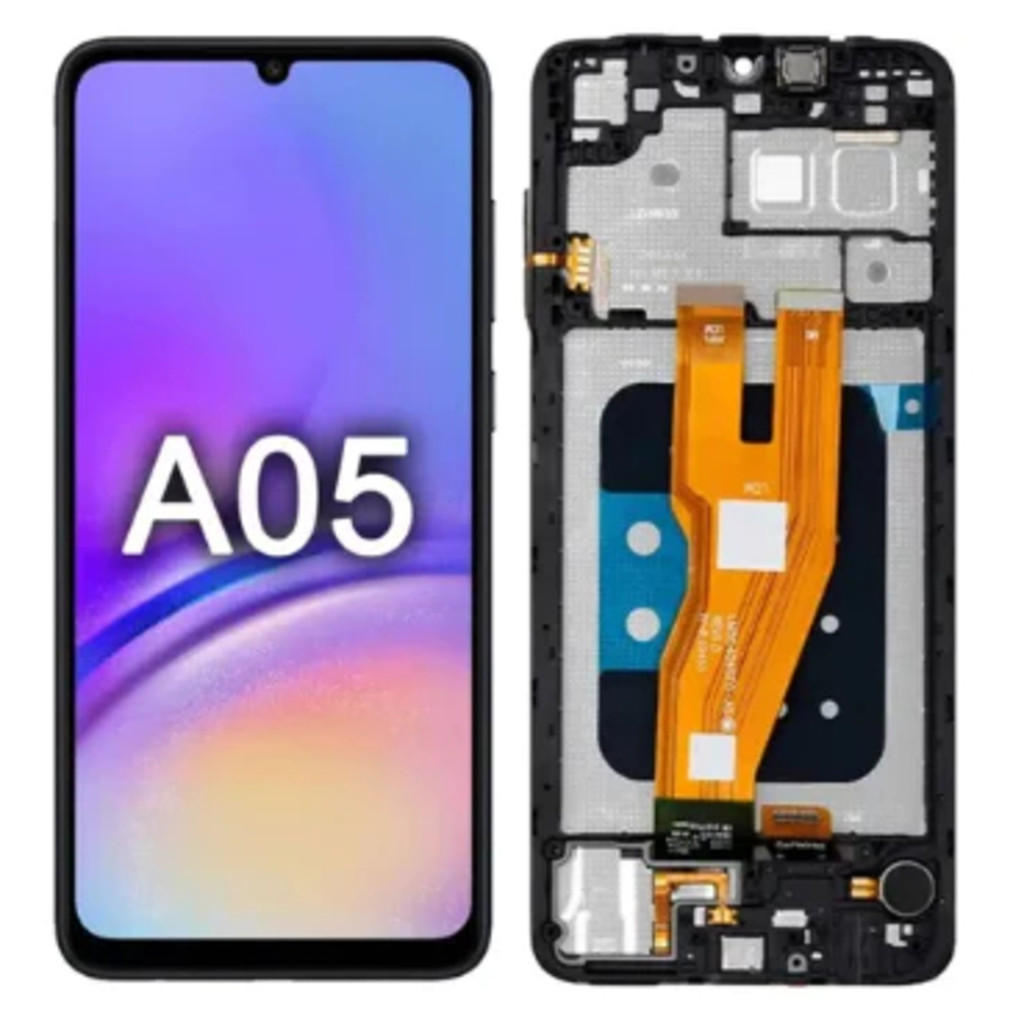 Tela Frontal Touch Display Galaxy A05 C/Aro PREMIUM Vivid Color C/ Aro, Flex Volume, Home e Motor VibraCall