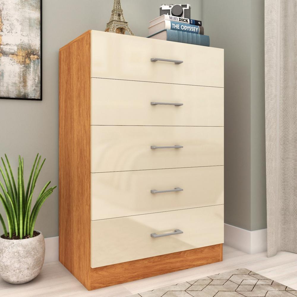 Cômoda Fellicci Aruba 5 Gavetas MDP Pintura UV Cinamomo/Off White