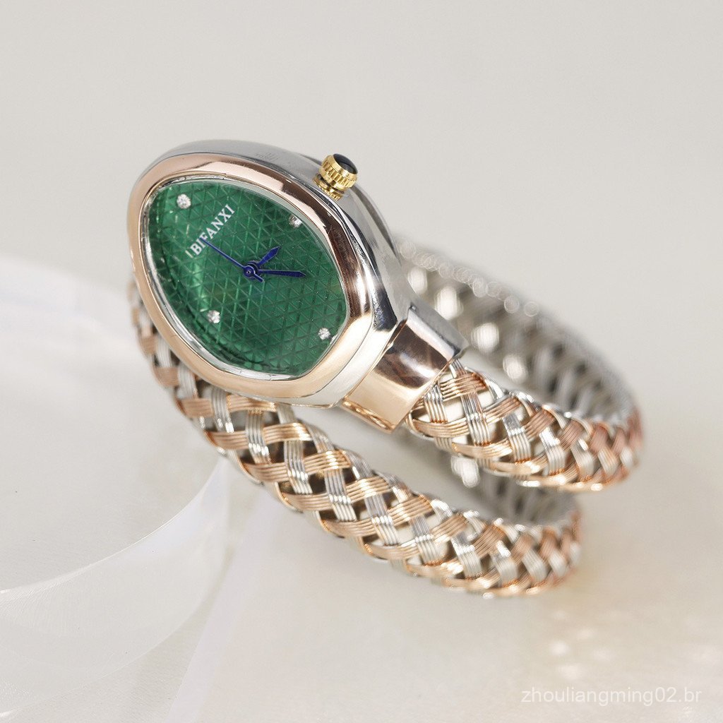 Relógio cobra, relógio-pulseira criativo do Oriente Médio, pulseira trançada, relógio feminino de nicho, relógio em form