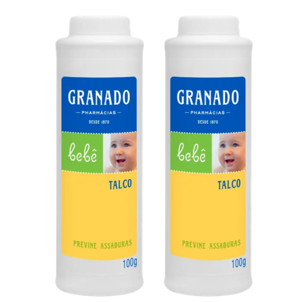 Kit 2 Talco Infantil Proteção Bebe Granado Tradicional 100g