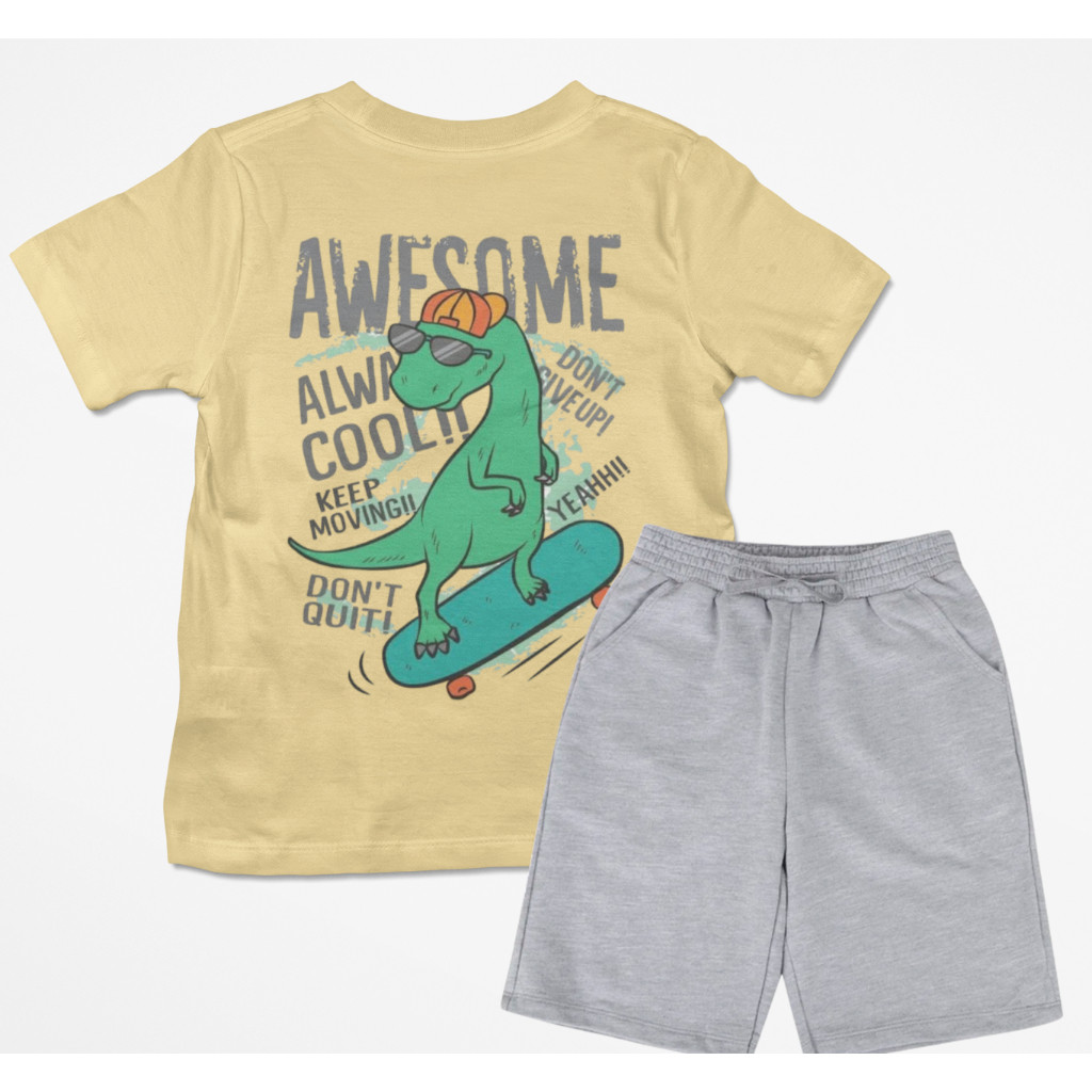 Conjunto Infantil Masculino Dinossauro Skatista Premium Meninos Boys Alta Qualidade Leve Confortável