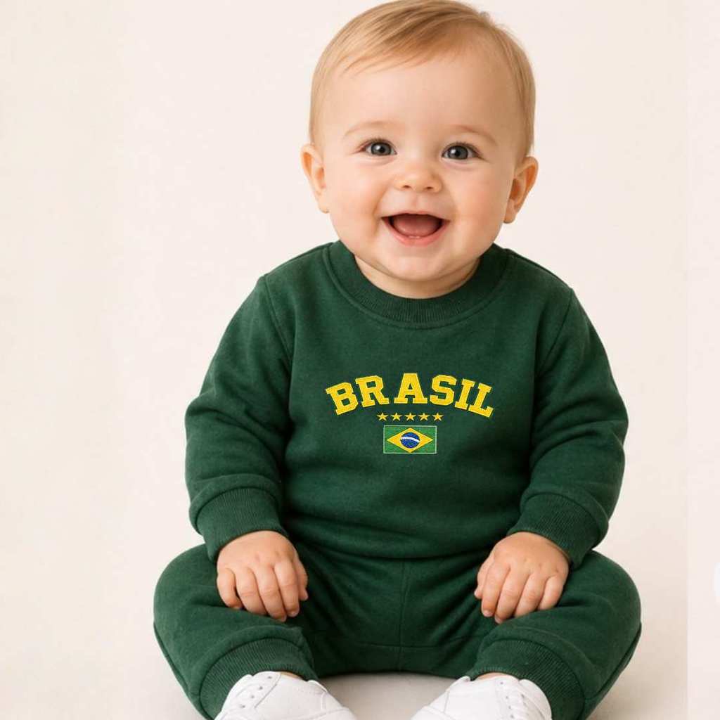 Blusa Calça Moletom Roupa Brasil Copa Agasalho Capote Copa Algodão Premium Não Faz Bolinha