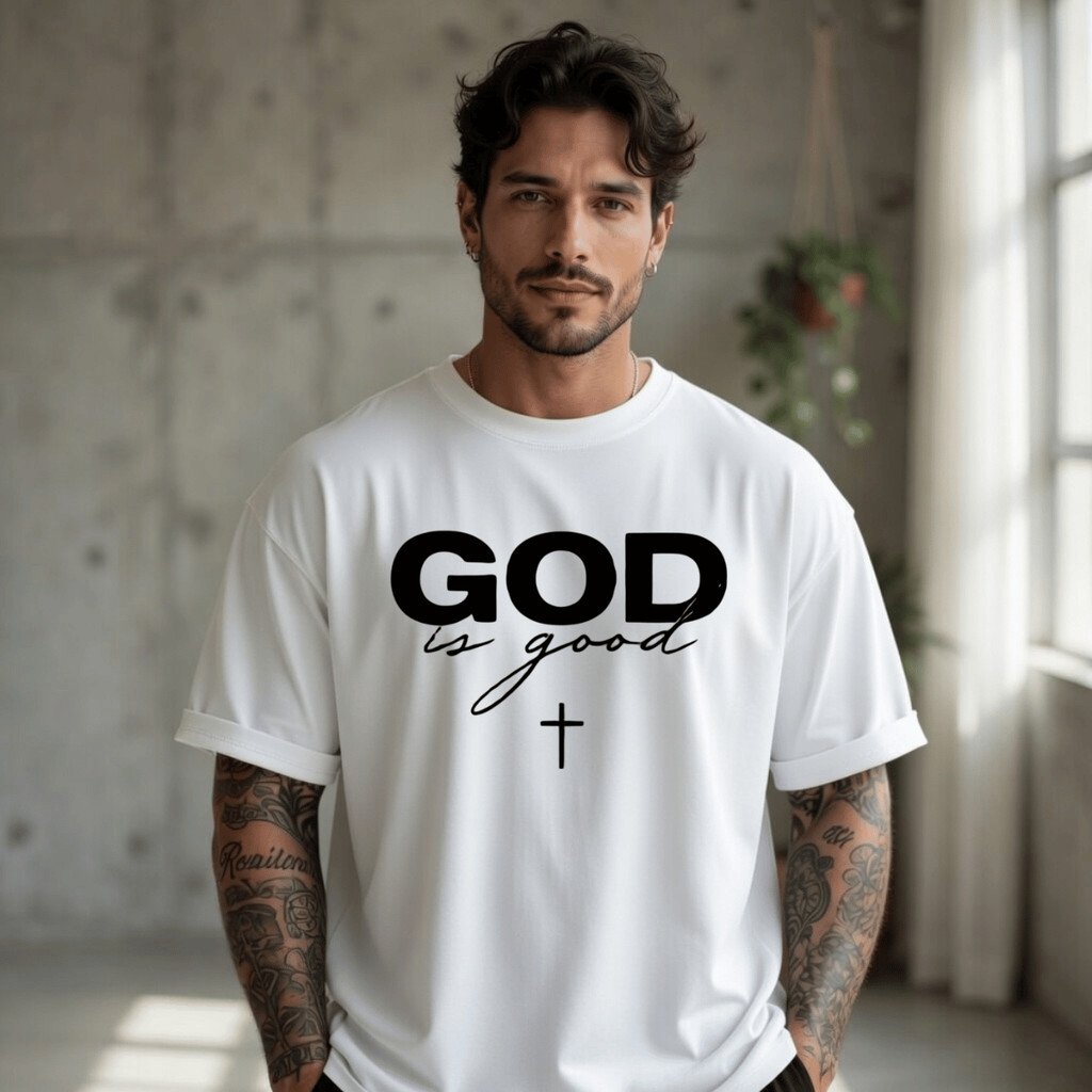 Camiseta Masculina OverSized Premium God is Good 100% Algodão Premium Básica Streetwear Conforto e Estilo Blusa Camisa