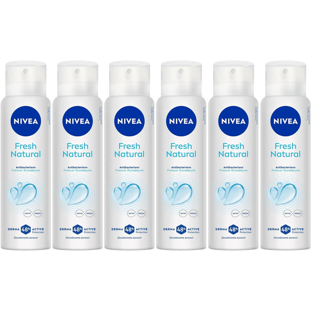 Kit Desodorante Aerosol Nivea Fresh Natural 150ml - 6 unidades