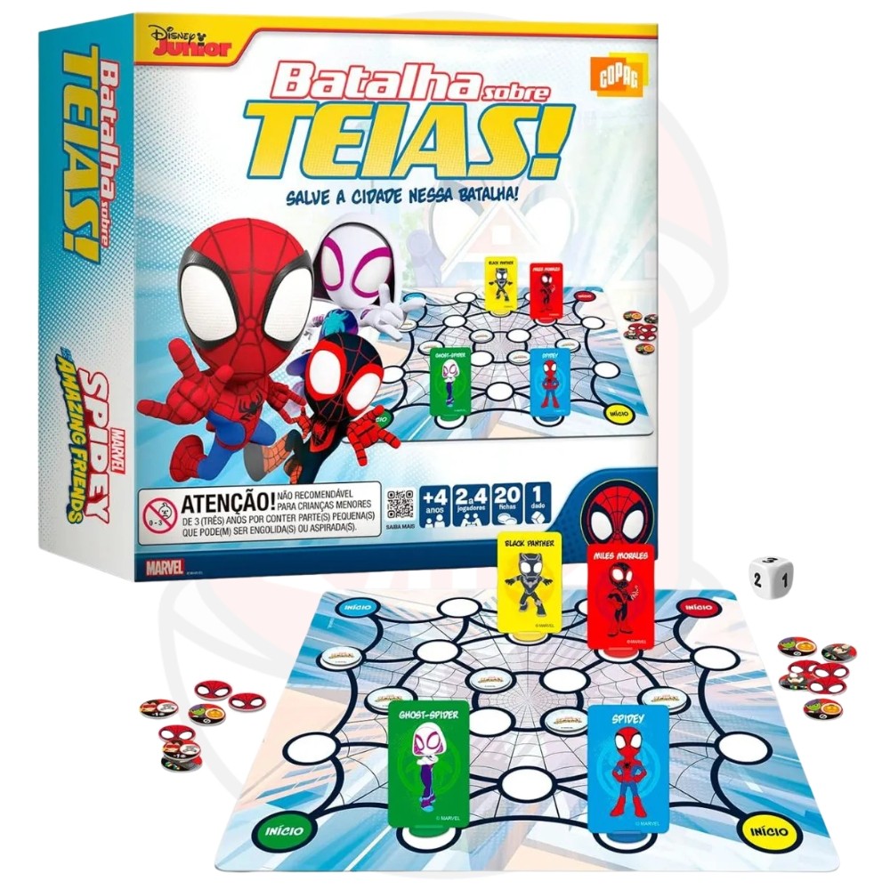 JOGO DE TABULEIRO SPIDEY BATALHA SOBRE TEIAS COPAG DISNEY BRINQUEDOS HOMEM ARANHA MESA SUPER HERÓI — imagem 2 de 2