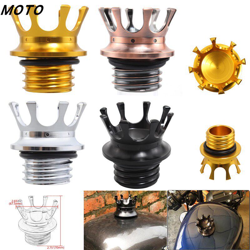 Tampa do tanque de combustível da coroa de latão para motocicleta Harley Borg 250 883 1200 48 72 Tampa de combustível Un