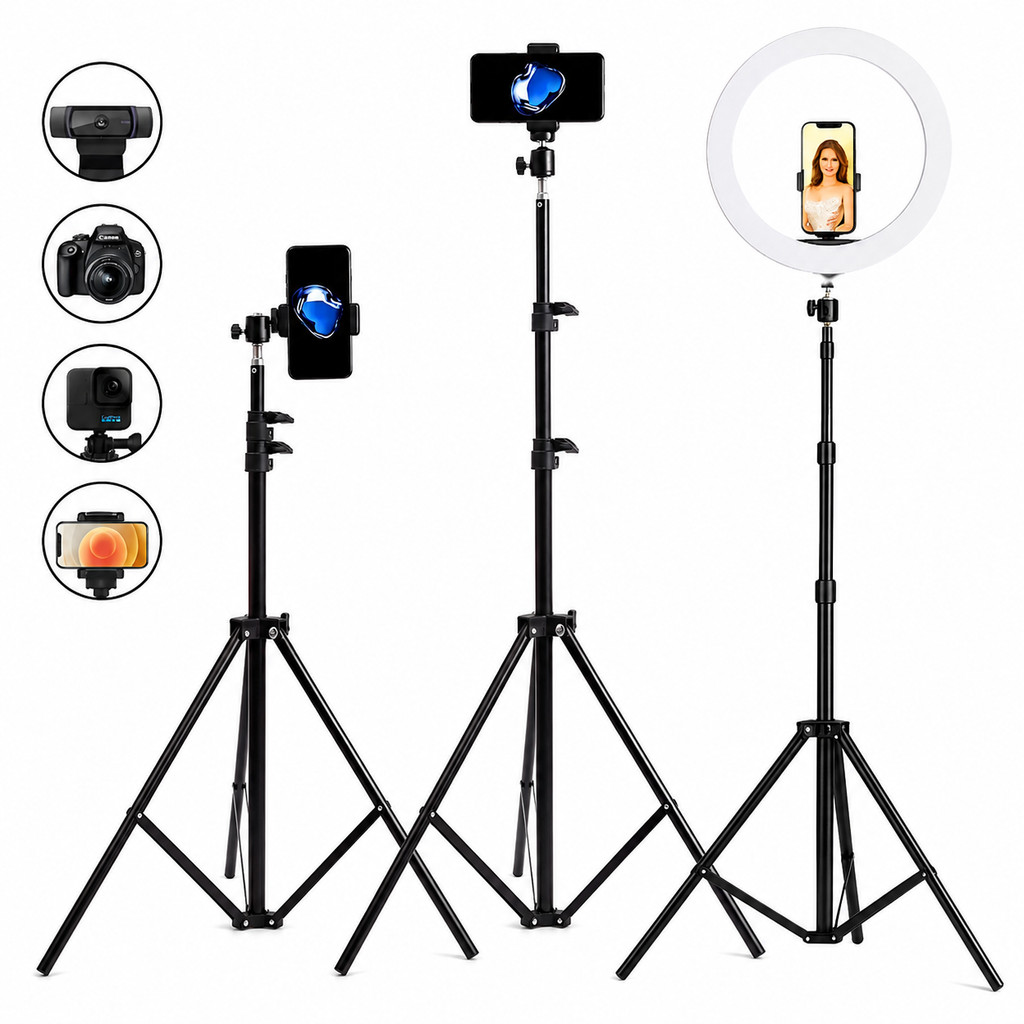 Tripé Celular Retrátil 1.80m Regulável Alumínio  Profissional Horizontal e Vertical Articulado