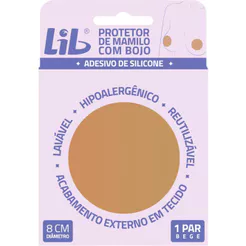 Protetor de Mamilo Lib com Bojo Silicone Reutilizável Autoadesivo Tamanho Único Cor Bege 1 Par