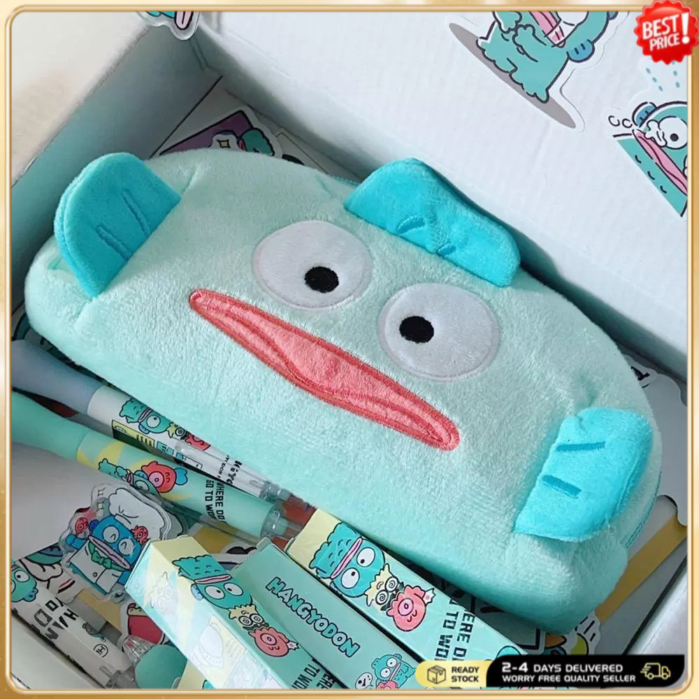 Bolsa de papelaria de pelúcia macia, estojo de lápis fofo de grande capacidade, caixa de papelaria Hani fofa adequada pa