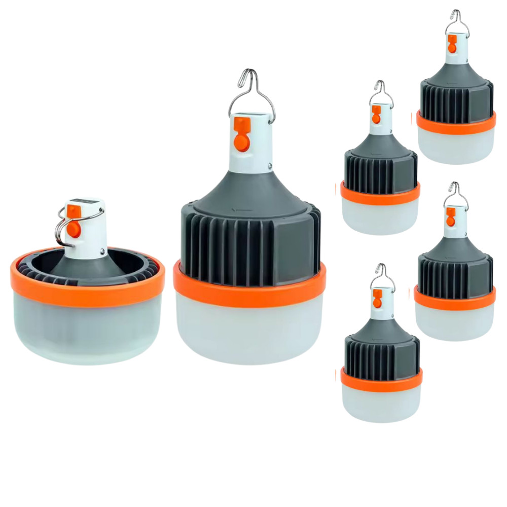 Kit 4 Lampião Camping Lâmpada Led Pesca Barraca Lanterna Emergência 100W Recarregável Branco Frio