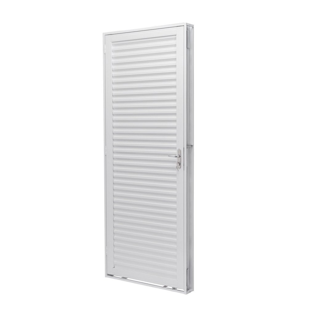 Porta de Aço Laminada 215x83cm Batente 12cm Unicsol Ramassol Abertura Direita Branco