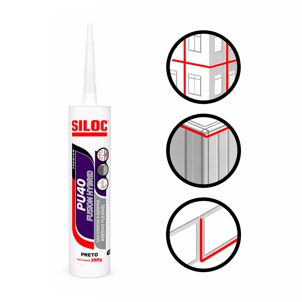 Silicone PU40 Preto Tubo 390g Ultraflex Fusion Hybrid Siloc 40166 · foto 2