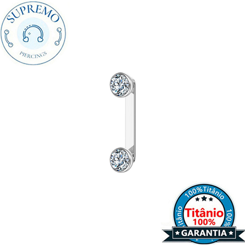 Piercing Titanio PVD Surface Duas Pedras Com Zirconias 10 - 12 -14mm Perfuração Body