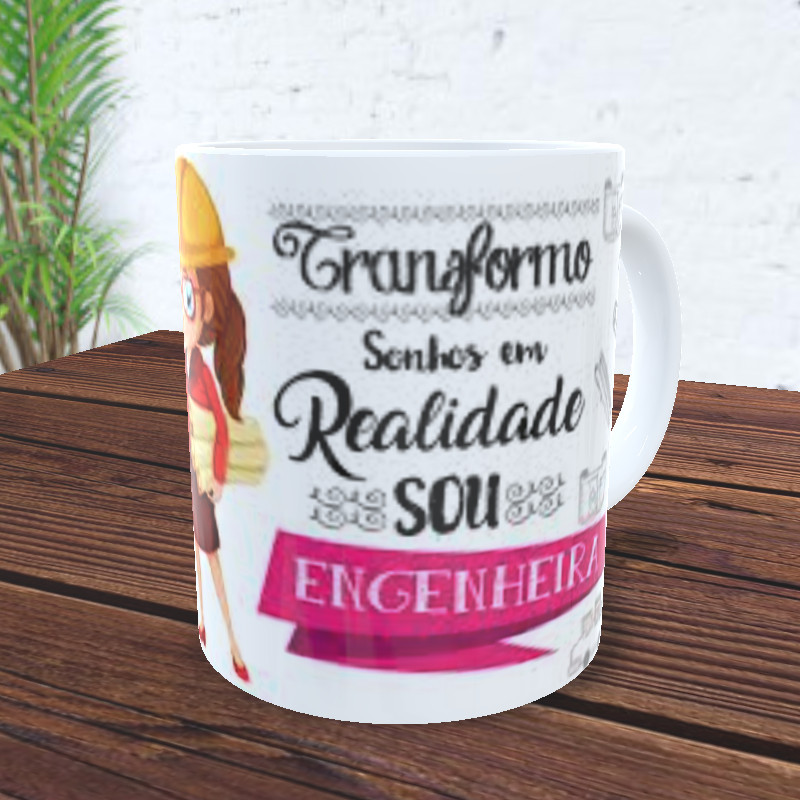 Caneca Engenharia De Produção Personalizada Com Seu Nome inpermeável