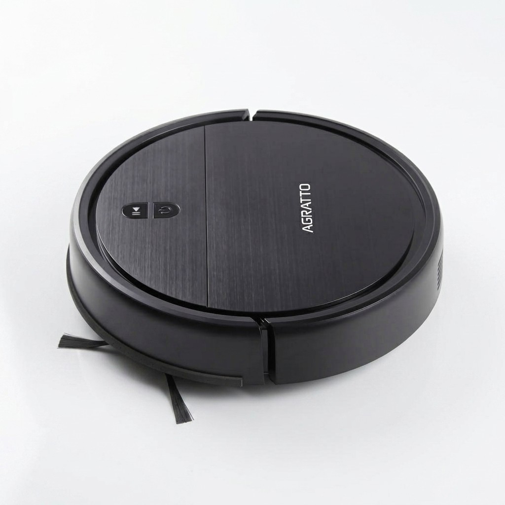 Robô Aspirador de Pó Agratto Premium Praticci Preto Bivolt Portátil Sem Fio Turbo Varre Passa pano