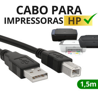 Cabo USB Compativel Impressora H P 1,5m - Alta Velocidade Compativel Deskjet Ink Advantage  Premium