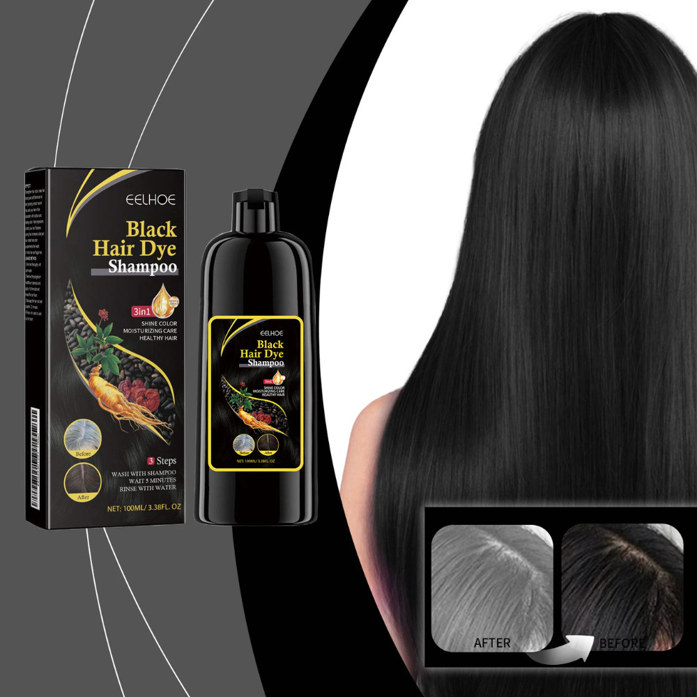 Shampoo Escurecedor Black Hair 3 em 1 500ml Tintura Gradual Cabelo Grisalho Hidralise e Natural