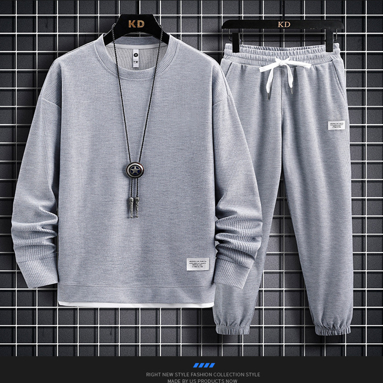 Terno casual manga longa terno esportivo moletom masculino casual um conjunto roupas primavera outono tendência solta ta