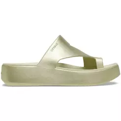 Sandália Crocs Getaway Platform Toe Loop Champagne Metallic